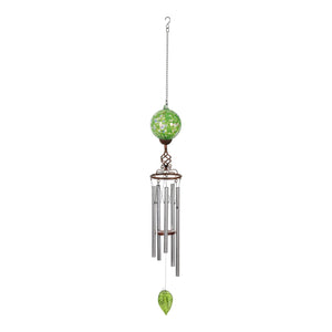 Solar Green Glass Ball Wind Chime with Metal Finial, 5 by 46 Inches | Shop Garden Decor by Exhart