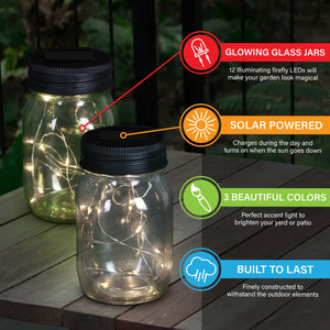 3 Piece Solar Glass Firefly Light Jar Set, 5.5 Inch | Shop Garden Decor by Exhart