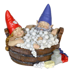 Solar Good Time Bubble Bath Gnomes Garden Statue, 9 by 7 Inches | Shop Garden Decor by Exhart