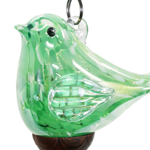 Solar Hand Blown Pearlized Glass Bird Wind Chime in Green, 7 by 44 Inches | Shop Garden Decor by Exhart