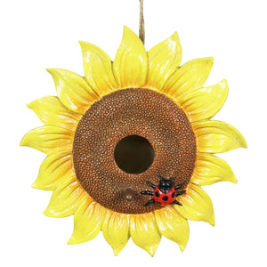 Sunflower Hanging Bird House, 8.5 by 5 Inches | Shop Garden Decor by Exhart