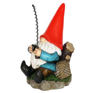 Good Time Solar Fishing Freddy Red Hat Gnome Statue, 12 Inch | Shop Garden Decor by Exhart