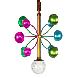 Art-In-Motion Colorful Hanging Metal Cup Spinner with Glass Crackle Ball, 9.5 by 13 Inches | Shop Garden Decor by Exhart