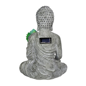 Solar Succulent Adorned Buddha, 10 by 14 Inches | Shop Garden Decor by Exhart