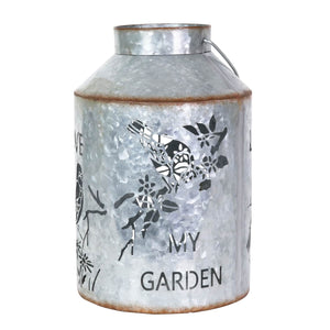 Solar Stamped Metal Bird and Flower Design Lantern Reads My Garden, 11.5 Inch | Shop Garden Decor by Exhart