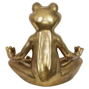 Golden Meditating Yoga Frog Garden Statue, 14.5 Inches | Shop Garden Decor by Exhart
