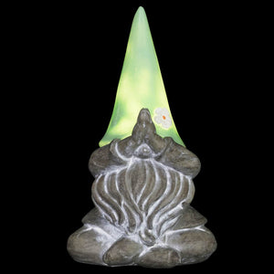 Good Time Solar Gnamaste Meditating Gnome Statue with Mint Hat, 11 Inch | Shop Garden Decor by Exhart
