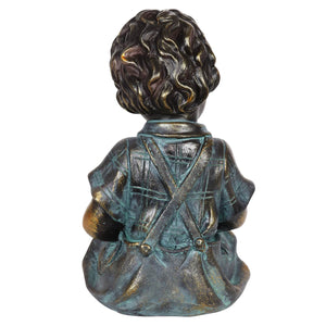 Bronze Look Boy and Puppy Statue, 10.5 Inches | Shop Garden Decor by Exhart