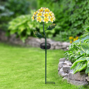 Solar Metal Hydrangea Garden Stake in Yellow with Twenty-Six LED lights, 21 Inch | Shop Garden Decor by Exhart