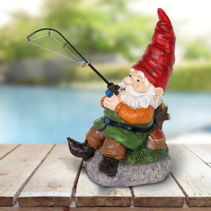 Good Time Fishing Frank Garden Gnome Statue, 13 Inch | Shop Garden Decor by Exhart