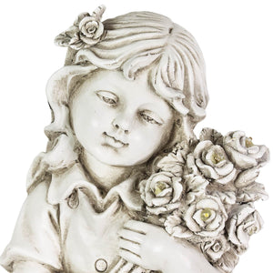 Little Girl Resin Garden Statue with Solar Flower Bouquet, 18 Inches | Shop Garden Decor by Exhart