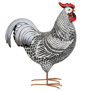 Black and White Rooster Garden Statue, 17 Inch | Shop Garden Decor by Exhart