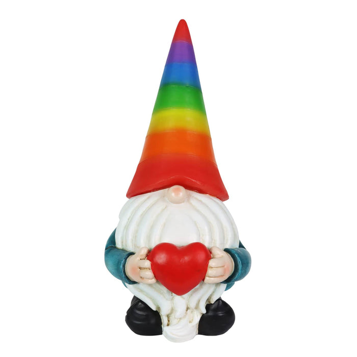 Solar Rainbow Hat Garden Gnome Statue, 6 by 12.5 Inches