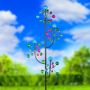 4 Tier Metal Cup Kinetic Garden Spinner Stake, 21 by 74 Inches | Shop Garden Decor by Exhart