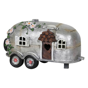 Solar Silver Camping Trailer Garden Statue, 6 Inch | Shop Garden Decor by Exhart