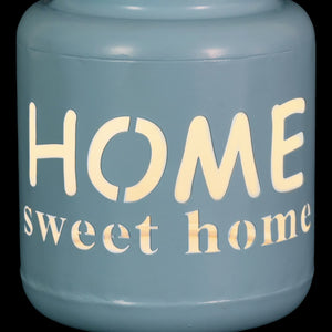 Solar Home Sweet Home Metal Garden Lantern in Blue, 7 Inch | Shop Garden Decor by Exhart