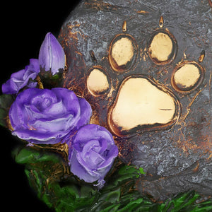 Solar Inspirational Pet Memorial Stone with Paws, Butterfly and Flowers, 9 by 6 Inches | Shop Garden Decor by Exhart