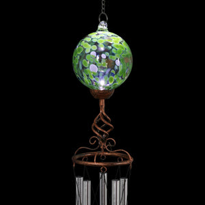 Solar Green Glass Ball Wind Chime with Metal Finial, 5 by 46 Inches | Shop Garden Decor by Exhart