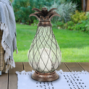 Bronze Pineapple Lantern with Battery Powered LED Candle on a Timer, 17 inch | Shop Garden Decor by Exhart