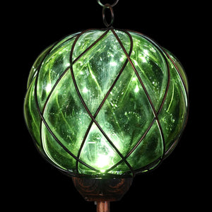 Solar Caged Green Glass Wind Chime with Metal Finial, 6 by 45 Inches | Shop Garden Decor by Exhart