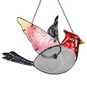 Cardinal Bird Feeder With Metal Mesh Seed Basket, 15 by 18 Inches | Shop Garden Decor by Exhart