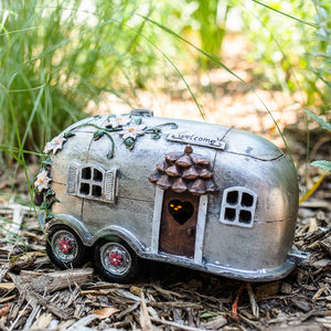 Solar Silver Camping Trailer Garden Statue, 6 Inch | Shop Garden Decor by Exhart