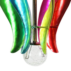 Art-In-Motion Colorful Hanging Helix Spinner in Metal with Glass Crackle Ball, 9.5 by 19 Inches | Shop Garden Decor by Exhart