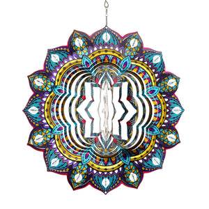 Laser Cut Mandala Hanging Starburst Wind Spinner with Bead Details, 12 Inch | Shop Garden Decor by Exhart