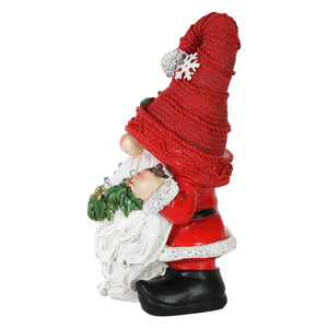 Red Hat Christmas Gnome with LED Garland on a Battery Powered Automatic Timer, 8.5 Inch | Shop Garden Decor by Exhart