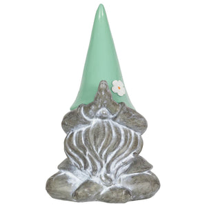 Good Time Solar Gnamaste Meditating Gnome Statue with Mint Hat, 11 Inch | Shop Garden Decor by Exhart