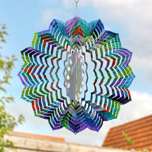 Laser Cut Peacock Hanging Wind Spinner with Bead Details, 12 Inch | Shop Garden Decor by Exhart