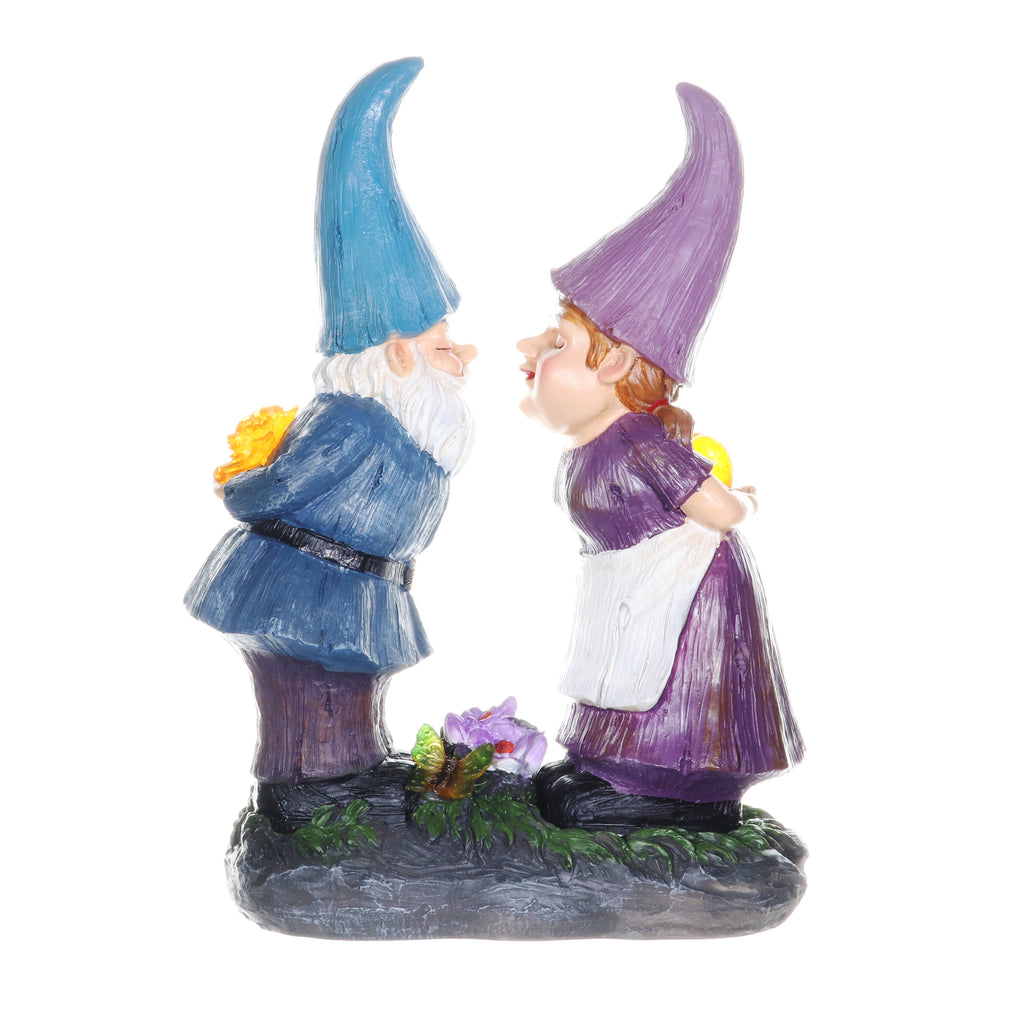 Solar Good Time Smooching Gnomes Garden Statue, 15 by 14 Inches