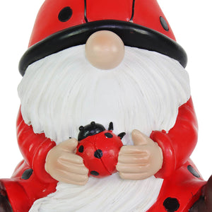 Solar Ladybug Hat Gnome Statue with Ladybug, 5.5 by 9.5 Inches | Shop Garden Decor by Exhart
