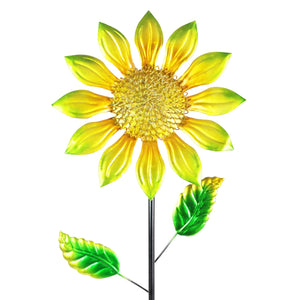 Shimmering Yellow Metal Flower Garden Stake, 9 by 36 Inches | Shop Garden Decor by Exhart