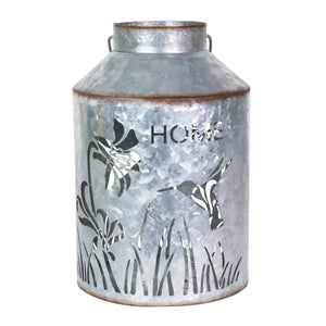 Solar Stamped Metal Hummingbird and Flower Design Lantern Reads Home, 11.5 Inch | Shop Garden Decor by Exhart