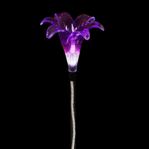 Solar Plastic Lily Garden Stake in Purple, 4 by 35 Inches | Shop Garden Decor by Exhart