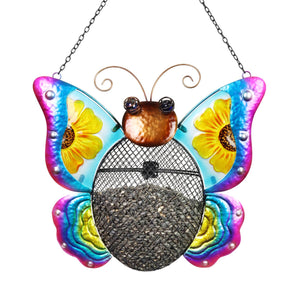 Butterfly Bird Feeder with Metal Mesh Seed Basket, 12 by 19 Inches | Shop Garden Decor by Exhart