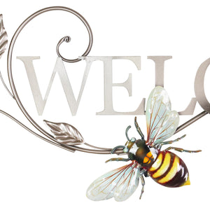 Metal Bumble Bees Welcome Sign Wall Art, 28 by 13.5 Inches | Shop Garden Decor by Exhart