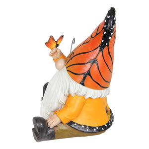 Solar Hand Painted Monarch Butterfly Hat Gnome Garden Statuary, 6 by 9 Inches | Shop Garden Decor by Exhart