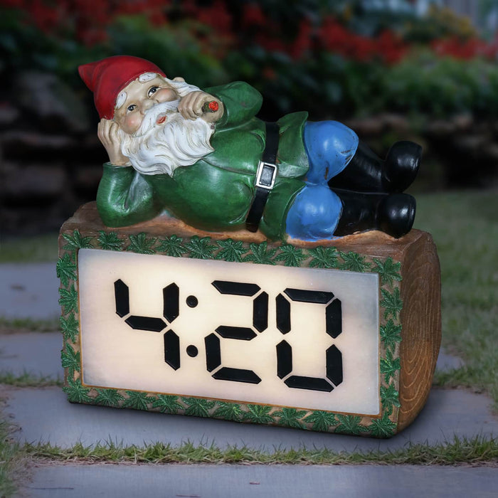 Good Time Tokin' Gnomie Marijuana Smoking Gnome on a LED 4:20 Clock with a Battery Timer, 10 Inch
