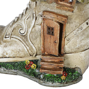 Solar Old Lady Shoe House Garden Statue, 10 Inch | Shop Garden Decor by Exhart