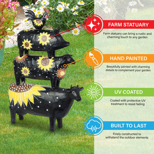 Stacked Sunflower Farm Animal Statuary, 12.5 by 17 Inches | Shop Garden Decor by Exhart