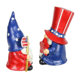 Two Piece Hand Painted Uncle Sam and USA Flag Garden Gnome Statue Set, 6 by 10 Inches | Shop Garden Decor by Exhart