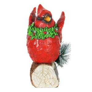 Hand Painted Christmas Cardinal with LED Garland on Noel Sign Statuary with a Battery Powered Timer, 8.5  Inch | Exhart