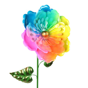 Rainbow Colored Flower Bouncing Metal Garden Stake,11 x 7 x 37 Inches | Shop Garden Decor by Exhart