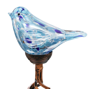 Solar Pearlized Hand Blown Glass Bird Garden Stake in Teal, 6 by 31 Inches | Shop Garden Decor by Exhart