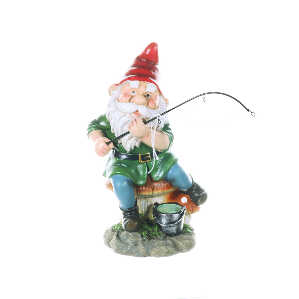 Good Time Fishing Frodo Red Hat Gnome Statue, 11 Inches