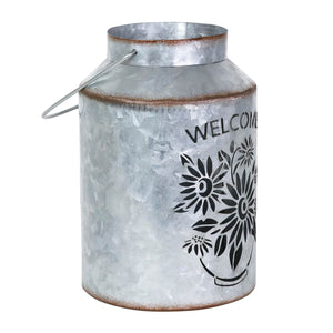 Solar Stamped Metal Flower Design Lantern Reads Welcome, 8 Inch | Shop Garden Decor by Exhart