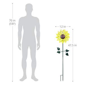 Kinetic Yellow Sunflower Metal Garden Stake, 12 x 4 x 47.5 Inches | Shop Garden Decor by Exhart