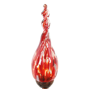 Solar Hand Blown Red Glass Twisted Flame Garden Stake with Metal Finial Detail, 36 Inch | Shop Garden Decor by Exhart